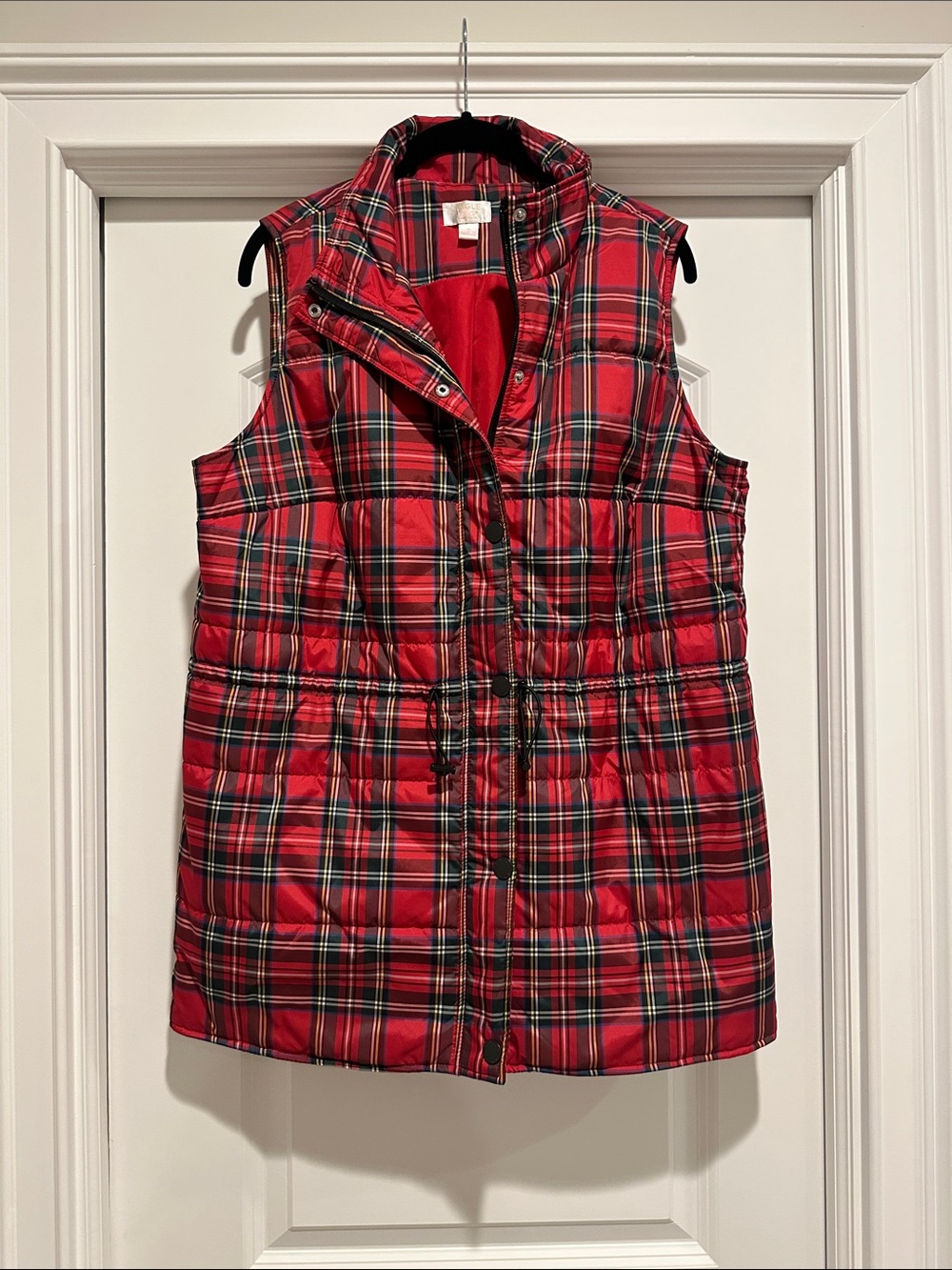 NWOT Kim Gravel Red Plaid Quilted Puffer Vest